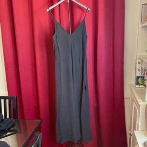 Zara Black Slip Maxi Dress with V-Neck